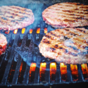 hamburger patties on a grill